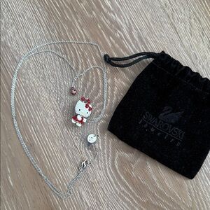 Hello Kitty Silver Necklace with Red and White Enamel Charm